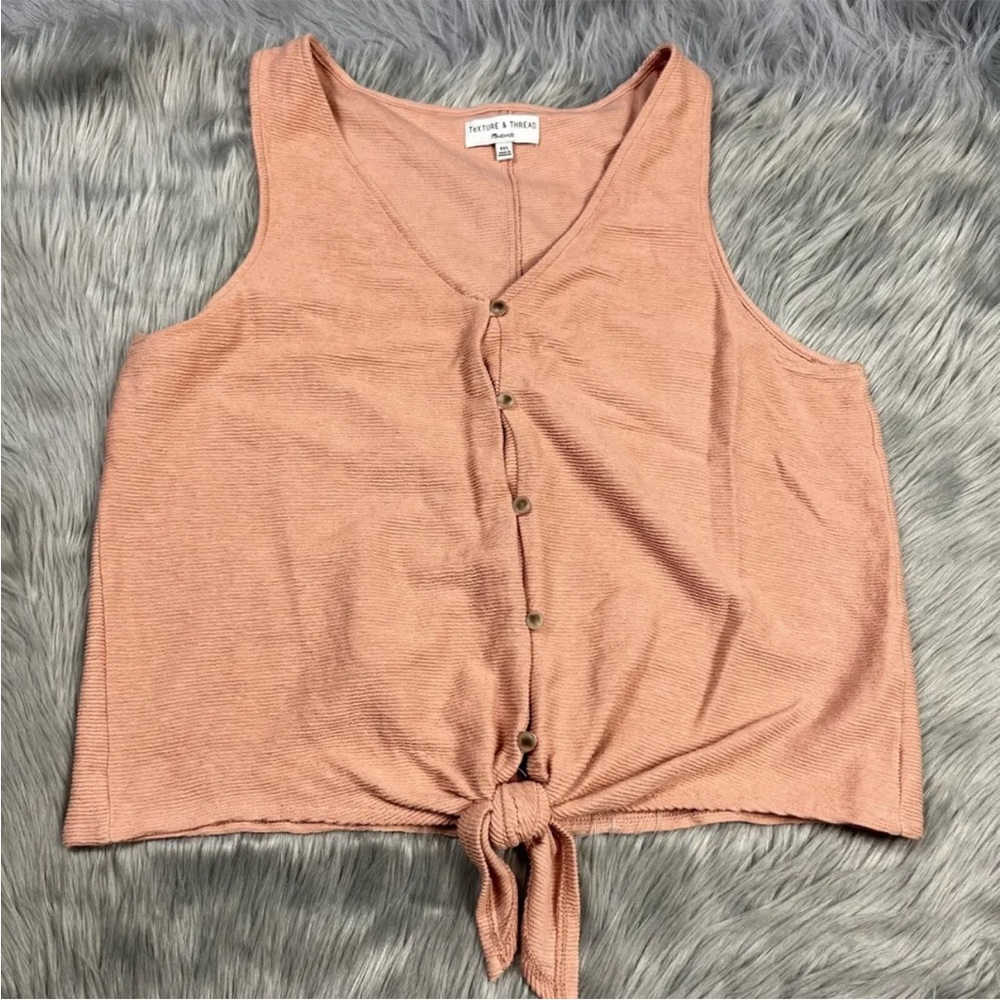 Madewell Texture And Thread Button Front Tie Tank Size XXL